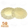 HARFINGTON 50pcs Lace Paper Doilies 4.5 Inch Gold Round Disposable