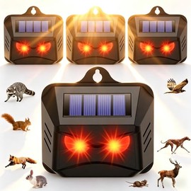 Solar Predator Eyes Nocturnal Animal Repellent Outdoor, Auto Activate Predator Deterrent Lights for Coyote Skunk Deer Fox Raccoon, Nocturnal Repeller Guard for Chicken Coop Yard Garden Farm, 4 Pack