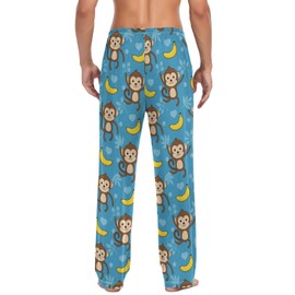 Cute Cartoon Monkey Mens Pajama Pants with Drawstring Pockets Lounge Pants Pajama Bottoms Men Sleep PJ Pants for Men
