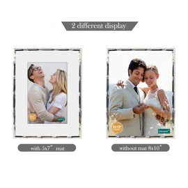 DECANIT 8x10 Picture Frames Metal,Thin Profile Photo Frame 8 by 10 Inch, Display for Wall Mounting or Tabletop Pack of 2,Silver