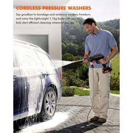 Sararoom 1500W Cordless Pressure Washer, 21V Portable Pressure Washer with 2 x 2.0Ah Rechargeable Battery, 870PSI High Pressure Washers Kit for Car Floor Garden Cleaning & Watering
