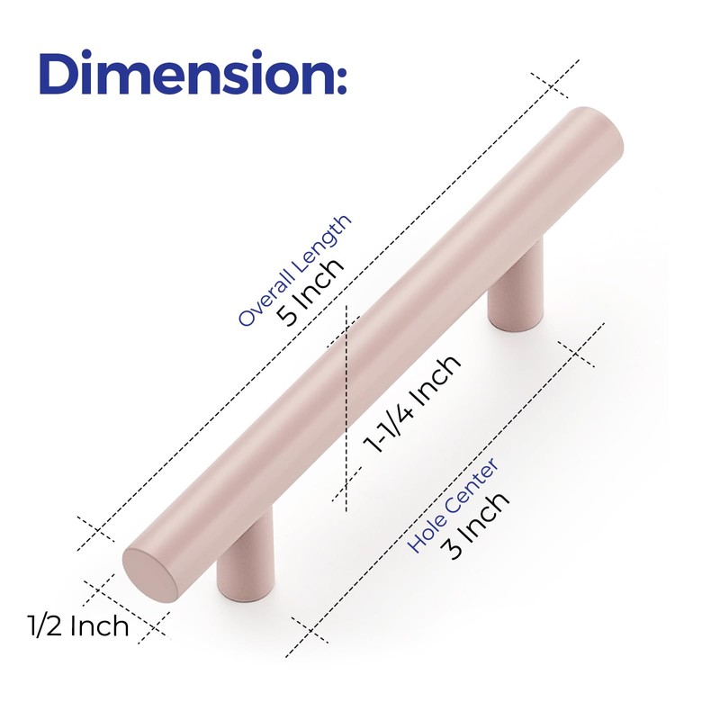 Ravinte 3 Pack | 5 Inch Cabinet Pulls Pink Stainless