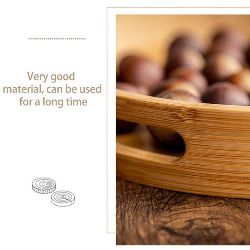 Serving Tray Bamboo Wood Color Round Tray For Water Tea