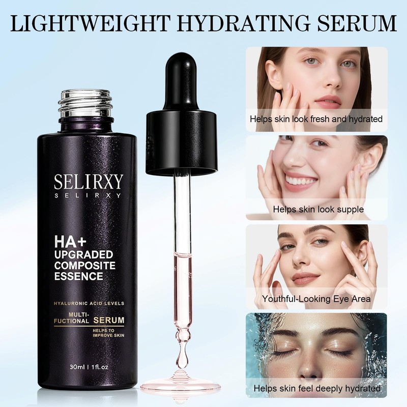 Hyaluronic Acid Serum for Face, Peptides, Black Rice Extract