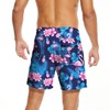 Rashmika Mens Swim Trunks with Compression Liner Flamingo Flower Swim