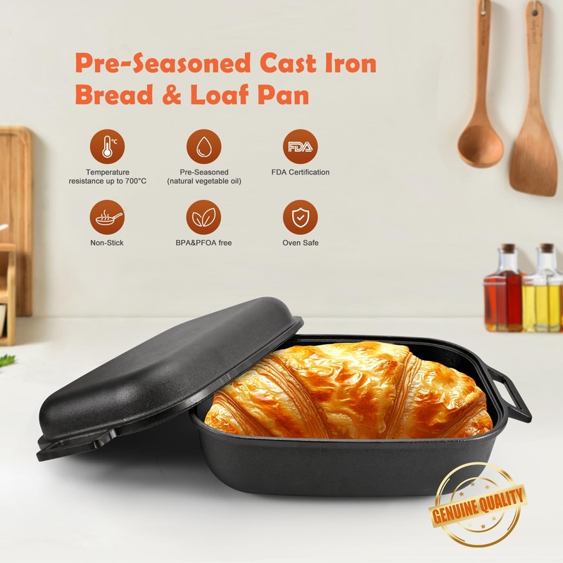 Cast Iron Bread Pan With Lid ,Replace challenger Bread Pan,
