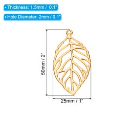 PATIKIL Leaf Pendants, 40Pcs 2"/50mm Metal Tree Leaf Beads Bulk Leaves Charm Mesh for Jewelry Making Bracelet Necklace Earring Keychain Style 3, Rose Gold