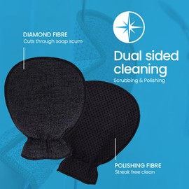White Magic Eco Cloth Bathroom Cleaning Glove, Midnight - Dual-Sided Scrubbing & Polishing, Chemical-Free Streak-Free Clean, Made with Recycled Plastic, Machine Washable, 26x20.5cm
