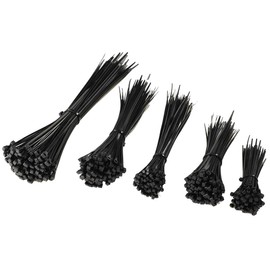 Cable Ties Assortment 500 Pieces 5 Sizes 100 x 100 mm 140 mm 160 x 2.5 mm 100 x 200 mm / 300 mm x 3.5 mm Weatherproof UV Resistant Black