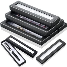 8 Pcs Pen Gift Box Empty Pen Cases with Clear Lid, Pen Ballpoint Presentation Display Box Christmas Jewelry Gift Present Cases Collection Sets for Business Birthday Souvenir Office Supplies(Black)