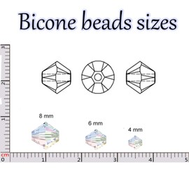 FAMLEAF 100 Pcs Crystal Glass Beads, 8mm Glass Bead for Jewelry Making, Bicone Beads,Faceted Bicone Crystal Glass Beads, DIY Beads Bicone Beads for Jewelry Making