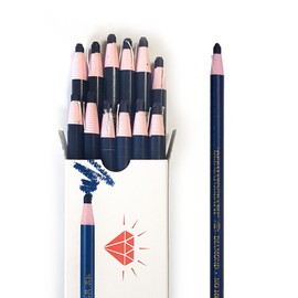 LENITH Korean Glass Markers Grease Pencils Peel-Off Type Grease Pencils/Wax Pencil for Vinyl, Metal, Skin, Paper, window glass, Checking Markers (12 Pencils) Color:Navy