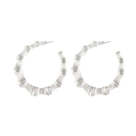 Acrylic Bamboo Hoop Earrings 80s 90s Large Transparent Hoops Earrings Statement Earring Retro Jewelry Gift for Women-white