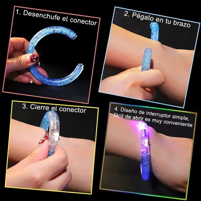 20pzs Pulsera Luz Luminosa Y Led De Dedo Para Fiestas
