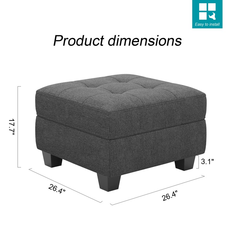 Belffin Ottoman Module with Storage for Modular Sofa Sectional Couch