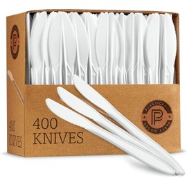 PLASTICPRO PLASTICPRO Cutlery 800 Mediumweight White Disposable Plastic Knives