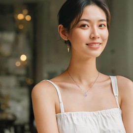 AGVANA Women's Birthstone Necklace, 12 Months, "End of Love" Concept, Silver, S925, Platinum Plated, Women's, Jewelry, Christmas, Birthday, Gift, Wrapping Supplies Included, Sterling Silver, Synthetic