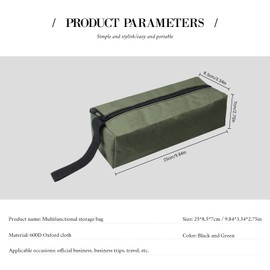 PAITOK 2Pcs Canvas Tool Bag Set, Multipurpose Small Tool Pouch Storage, Zipper Tool Rolls, Waterproof Tool Organizers for Screwdrivers, Wrenches, Pliers, and Brushes with Hanging Loops (Green&Black)