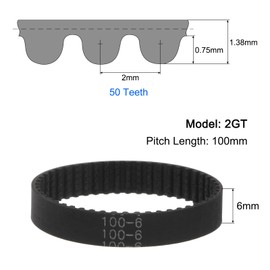 sourcing map 10pcs 2GT Timing Belt Closed Loop Rubber Belts 100-2GT-6, 6mm Width x 100mm Length, 3D Printer Timing Belt