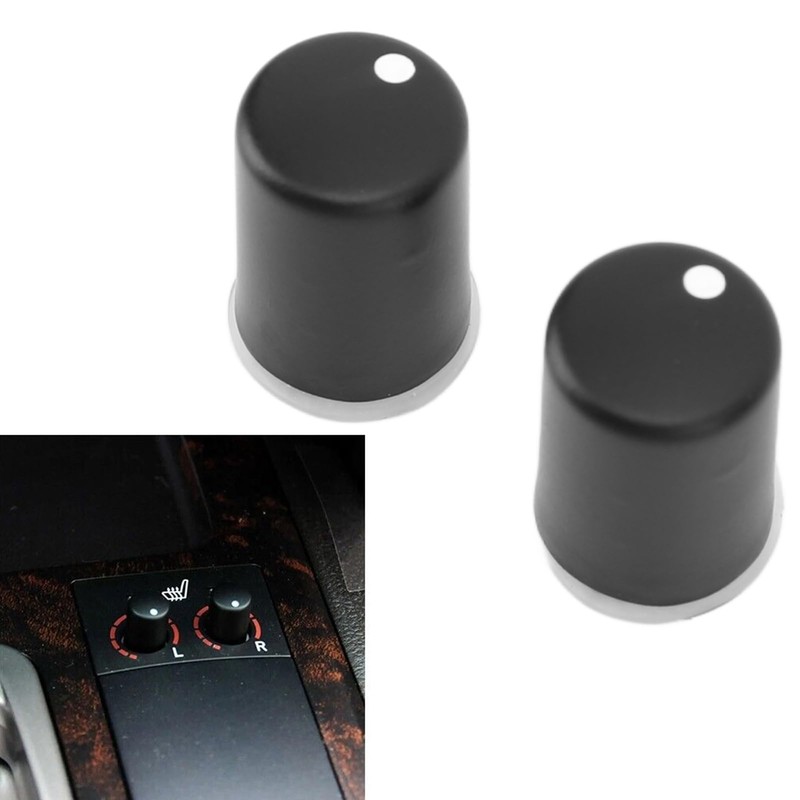 Aramox 2pcs Car Seat Heater Switch Knob, Rotary, Black, Manual