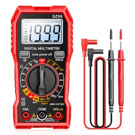 Digital Multimeter with 1999 Counts, Current Meter, Voltmeter for AC/DC Voltage, DC Current, Continuity, Resistance, Diode with Large LCD Display and Foldable Stand, Voltage Tester for Electricians