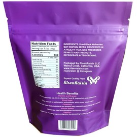 Dried Black Mulberries | 16 oz (1 LB) 454 g | No Sugar Added | All Natural & Unsulfured | Premium Quality | Nutritious Snack | Healthy Trail Mix | Packed in California | RisenRaisin Brand