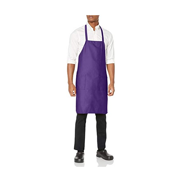 Uncommon Threads Unisex Bib Apron 3 Pockets, Purple, One Size