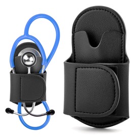 Stethoscope Holder Clip, PU Leather Stethoscope Holster Clips Holder Portable Stethoscop-e Hip Pocket for Physicians Nurses(Color:Black)