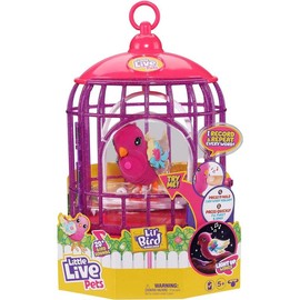 Little Live Pets - Lil' Bird & Bird Cage: Tiara Twinkles, New Light Up Wings with 20 + Sounds, and Reacts to Touch - Style: Tiara Twinkles w/ Cage