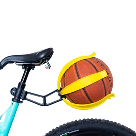 KIK BALL, Bike Ball Holder Child Safety Device for Children and Teens Easy Fit Football Volley Basketball Rugby Yellow