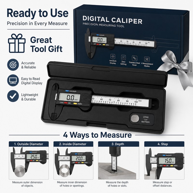 Digital Caliper Measuring Tool for DIY Projects – Carbon Fiber
