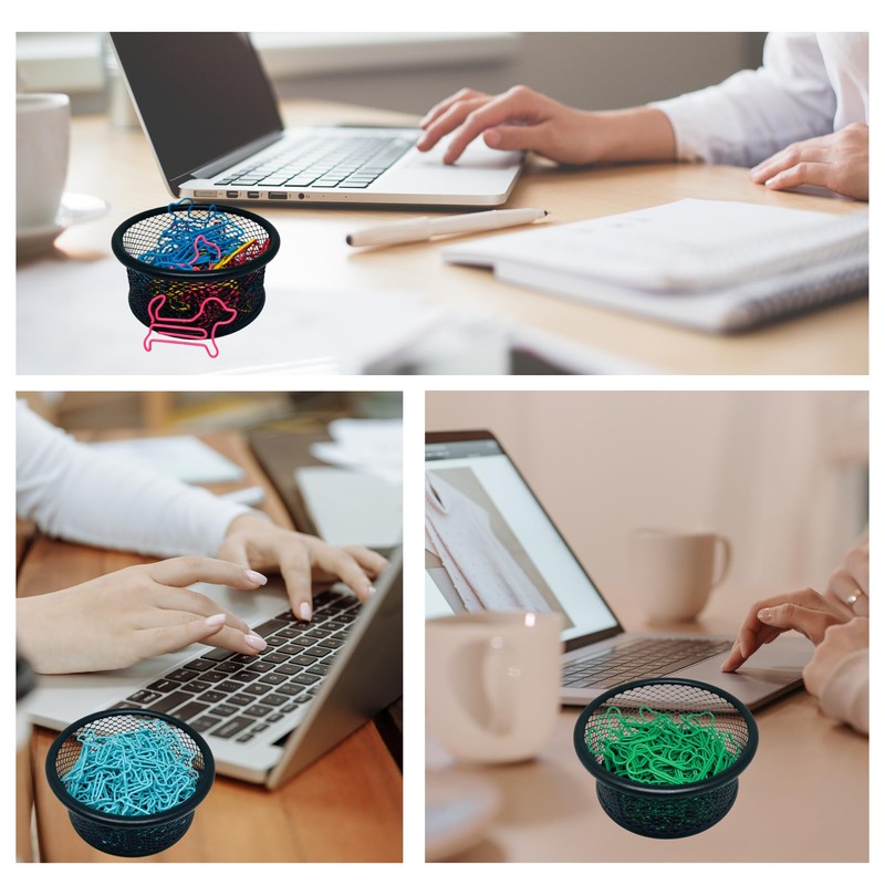 Mesh Paper Clip Holder - 4 Pcs Binder Containers for