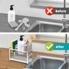 Sinnsally Kitchen Sponge Holder,Sink Caddy Organizer with High Brush Holder,Stainless