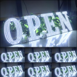 30"x10" Extra Large Open Sign for Business with 14 Selectable Lighting Modes, Ultra Bright Open Signs for Boutique, Stores, Retail, Hotel, and More White