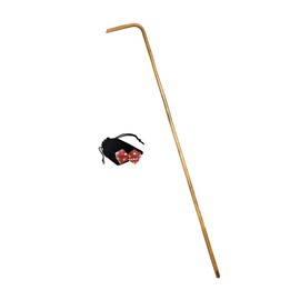 Genuine Grand Sierra Resort Reno Casino Dice Red Polished w/Pouch + Craps Dealer 36" Rattan Dice Stick (Cyber-Deals Bundle)