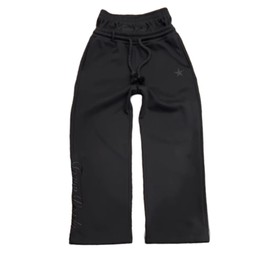 Ckuea Double Waisted Sweatpants Men Y2k Wide Leg Baggy Sweatpants Loose Star Embroidery Hip Hop Pants Drawstring Gym Joggers (US, Alpha, X-Large, Regular, Regular, Black)