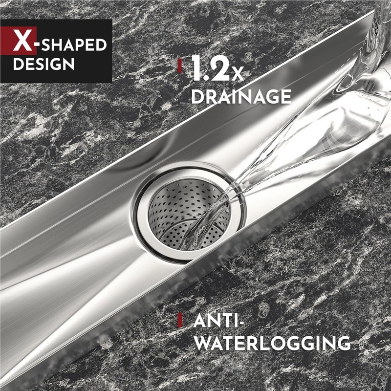 WEBANG 12 Inch Linear Shower Drain Rectangular Floor Drain with