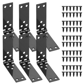 Pack of 6 Box Hinges, Foldable, Door Hinges, Furniture Hinges for Drawers, Door Hinges Heavy Duty, Galvanised Screw-On Hinges Furniture Strap for Wooden Doors, Wooden Crates, Cabinets (150 x 25 mm)