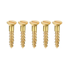 sourcing map Wood Screws M2 x 10mm Slotted Flat Head Brass Self-Tapping Screw 100 Pcs