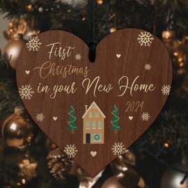 Red Ocean First Christmas In Your New Home Christmas Bauble 2023 Wood Tree Decoration New Home Gifts For Couple Family