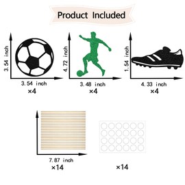 Sport Soccer Centerpiece Sticks, Soccer Player Theme Birthday Decorations, Football Sport Baby Shower Party and Wedding Supplies Green Black 12 Pieces