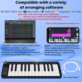 M-VAVE 25 Keys Mini Keyboard – Professional Beat Maker and Keytar for Keyboard Music Production Builtin Battery Wireless Connect Black