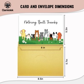 Oamiolek Funny Dog Thank You Card for Dog Owner, Cute Dog Appreciation Card for Him Her, Humor Dog Thanks Card for Friend Boss Nurse Teacher, Nothing Butt Thanks Card