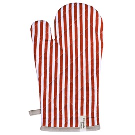 AMOUR INFINI Striped Pot Holders and Oven Mitts Heat Resistant Non Slip Reusable Set of 1 Oven Mitt and 1 Pot Holder Oven Gloves Pot Holder for Cooking (Rust)