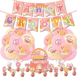 41 Hippie Party Decorations, Funky Party Decorations Including Hippie Banner, Balloons, Cupcake Decorations, Boho