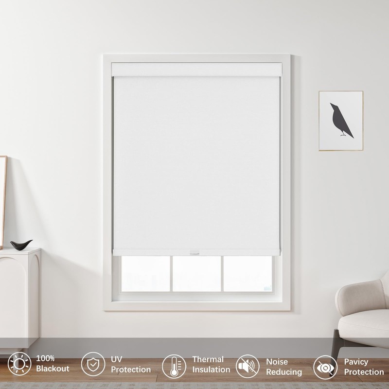NUTRO CHILL Blackout Window Blinds Cordless, Spring System Window Shades