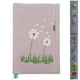 FRORA Embroidered Journal Notebook, Hardcover, Dotted line, (Fawn, Dandelion), 192 Pages, Medium 5.8 inches x 8.6 inches - 80 GSM thick Paper