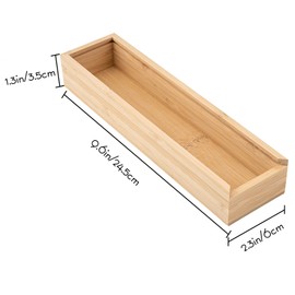 SHIDOW 2PCs Bamboo Box with Slide Lid, 9.68 x 2.36 x 1.38 inches, Storage Bamboo Box, Gift Boxes for Art Hobbies, DIY Lovers, Desk Organizers, Cards and Home Decorations（2Pcs）