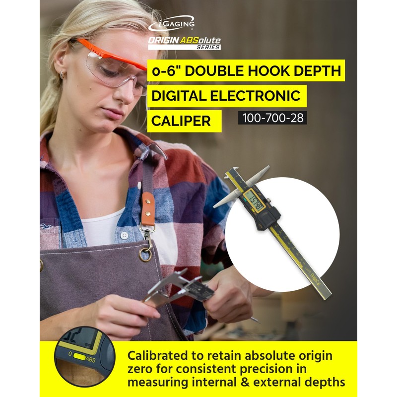 iGAGING Absolute Origin 0-6" Double Cut Depth Digital Caliper, IP54