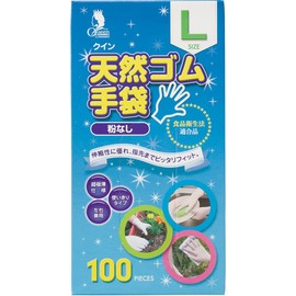 Utsunomiya Quinn Natural Rubber Gloves Powder Free L 100 Count